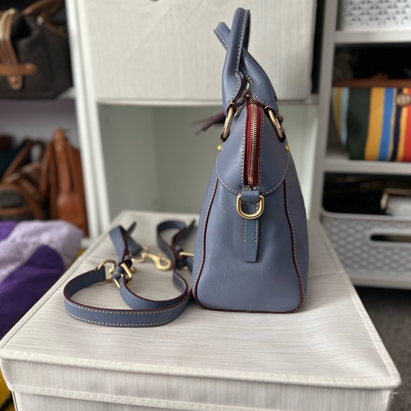 Dooney and Bourke Florentine Leather Cameron Satchel - Steel Blue - Picture 4 of 11